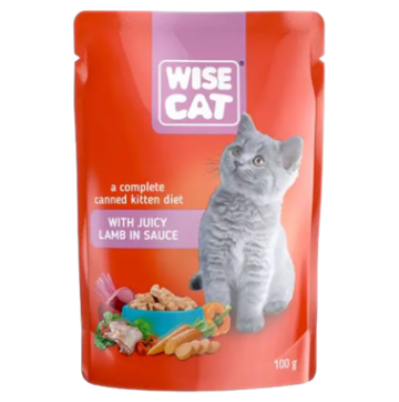 WISE CAT Пауч за малки с агнешко в сос 100 g