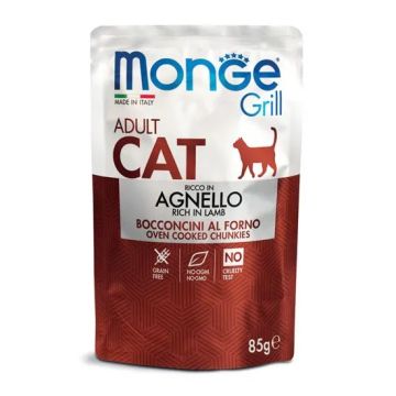 Пауч Monge с агнешко за възрастни котки 85 гр пауч с хапки в желе за котки в зряла възраст 85 гр